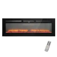 Clihome Flame 60 inches Wall-Mounted Electric Fireplace, EF60R