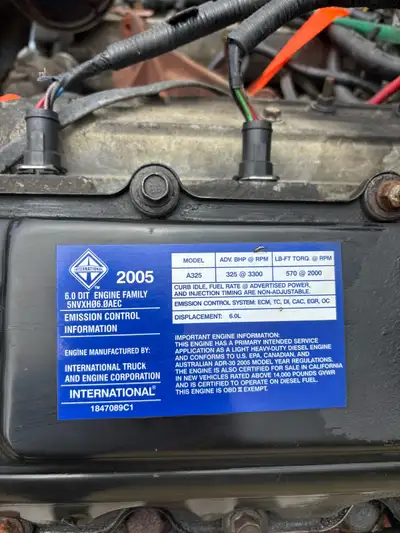 I have for sale a 6 litre diesel engine out of a 2005 Ford F250. The engine was removed and replaced...