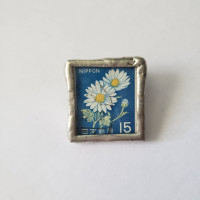 Vintage Sterling Silver Japanese Nippon Postage Stamp Pin Brooch