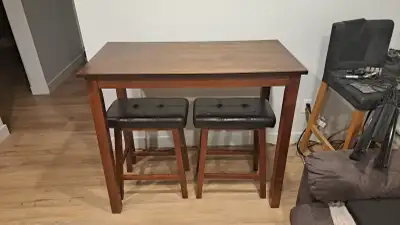 Half Bar Height Wood Table With 2 Seats, View more