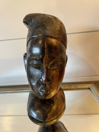 Vintage African wood carved bust