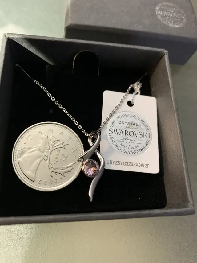 Brand New Swarovski Pink Crystal Angle Pendant with Necklace $35 in Other in Markham / York Region - Image 5