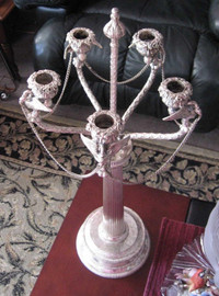 SILVER PLATE CANDELABRA WITH CENTER AND FIVE A ARMS