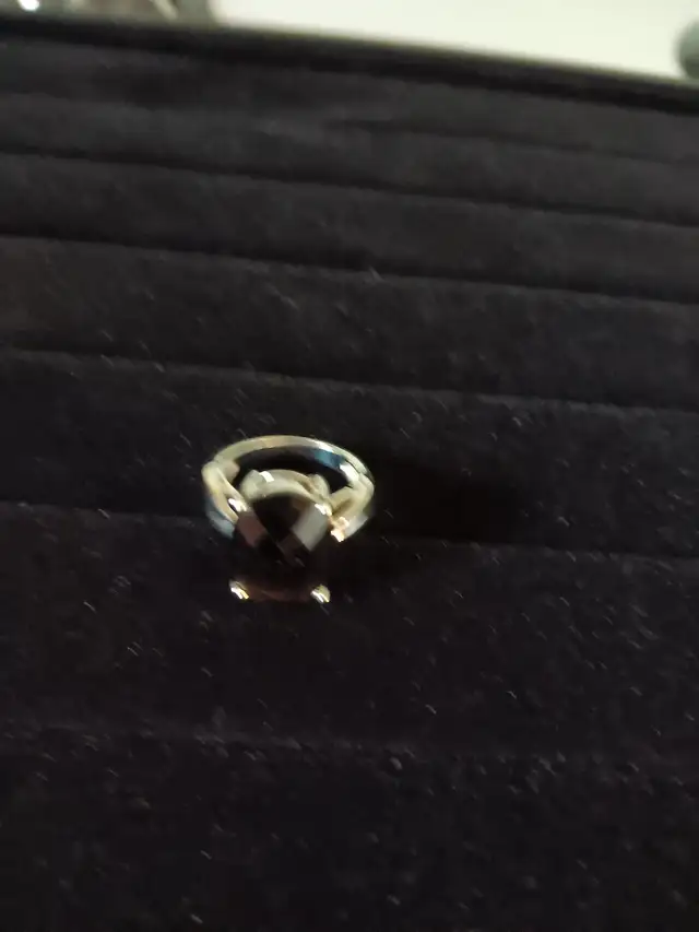 Checkerboard Smokey Quartaz and Sterling Silver Ring.63782627114627122