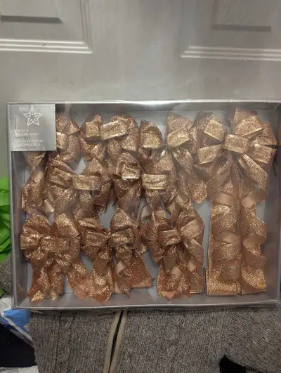 27 NEW glitter bows copper gold and silver, View more