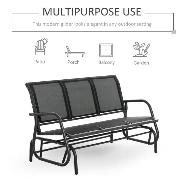 3-Seat Outdoor Glider Chair, Patio Rocking Chair, Steel Frame, in Chairs & Recliners in Markham / York Region - Image 8