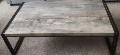 Coffee Table – Rustic Wood Style with Metal Legs, View more