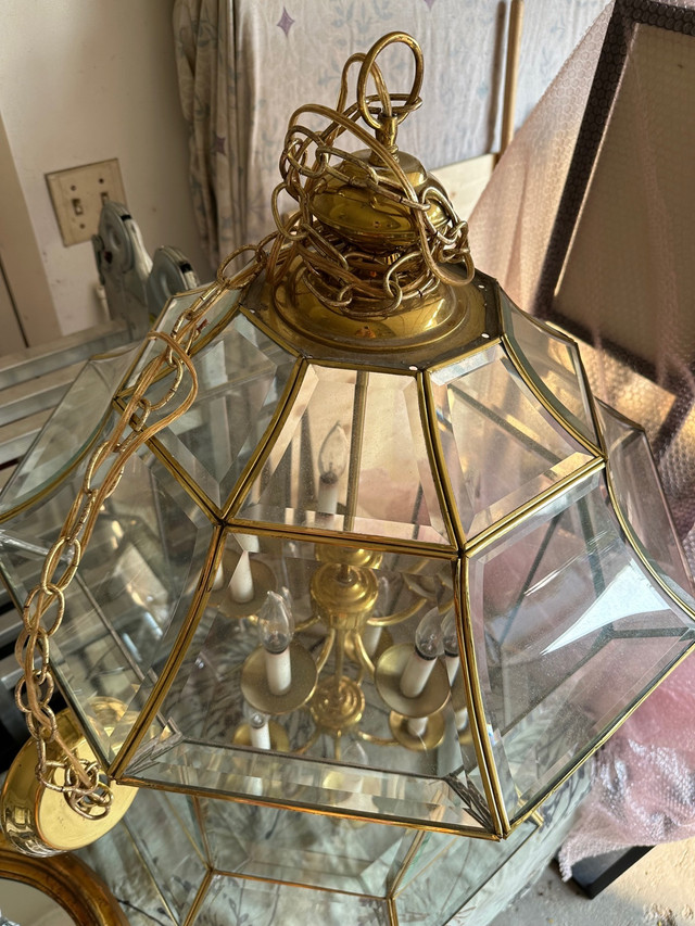 Vintage Glass Brass Traditional 10 Light Dome Lantern StyleFoyer in Indoor Lighting & Fans in Regina - Image 2