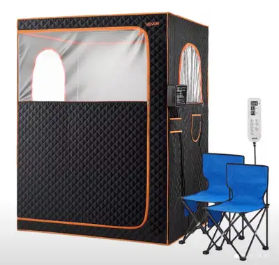 Brand new inferno sauna works great , easy to assemble and comes with 2 chairs foot mat that heats u...