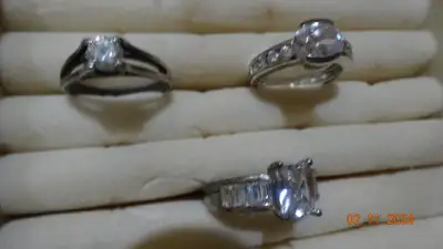 3  Rings, look like diamonds . Sparkly . great settings, tested, View more