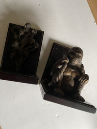 Wooden Monkey bookends 