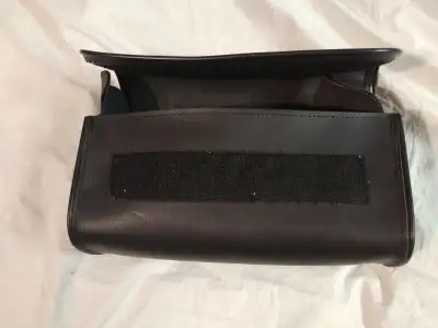 up- for sale we have this NEW Handle Bar ? LEATHER Valcro SADDLE BAG it is 12 inches long by 4 inche...