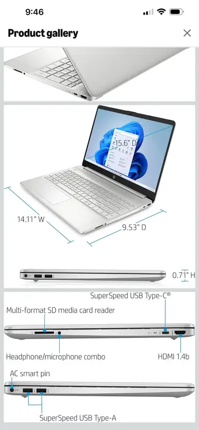 HP Pavilion 15.6 Inch Laptop, View more