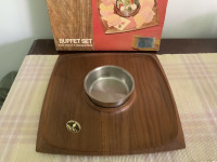 Flair by Foley VINTAGE Walnut and Stainless Steel Buffet TRAY 