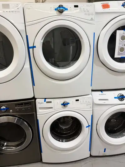This is a 27-inch Whirlpool washer and dryer set, ready to tackle your laundry needs with efficiency...