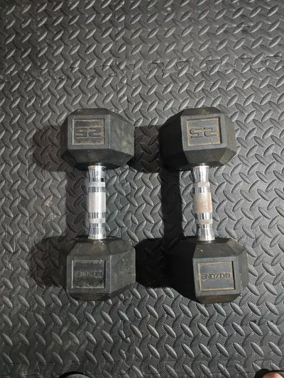 GoZone 25 lb Hex Dumbbell Pair – Rubber Coated – $50, View more