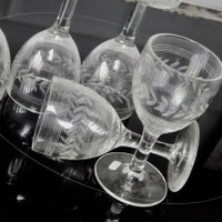 5 Verre PETIT verre gravés Vintage small etched glasses