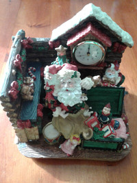 Vintage Santa Claus table piece with music and clock 9"