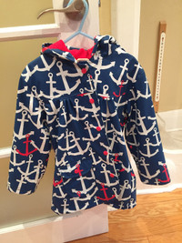 Hatley Anchors Girls Rain Coat,  Size 5