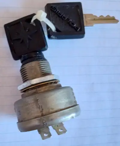 Brand new. No box. 2 keys. Pics via text. 2 position/2 terminal large case switch. Not sure what it...
