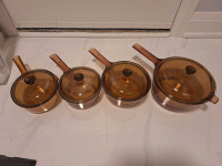 Vintage Corning Glass cooking pots