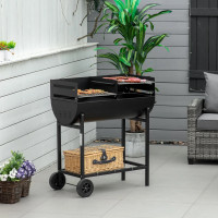 35.5" Portable Charcoal Grill BBQ with Dual Zone, Height Adjusta