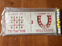 2 Jeux en 1 de Bojeux, Neuf, Tic-Tac-Toe et Solitaire