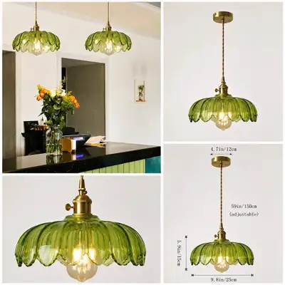 FACTORY-SEALED - Pair of UMHOUSE Green Glass Pendant Lights, View more
