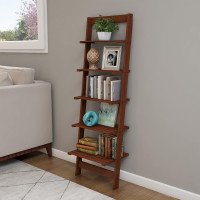 Lavish Home 5-Tier Ladder Bookshelf- Leaning Decorative Shelves