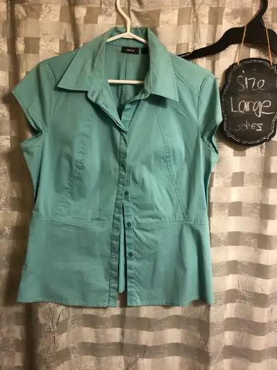 MEXX ladies light blue short sleeve button up shirt - LARGE, View more