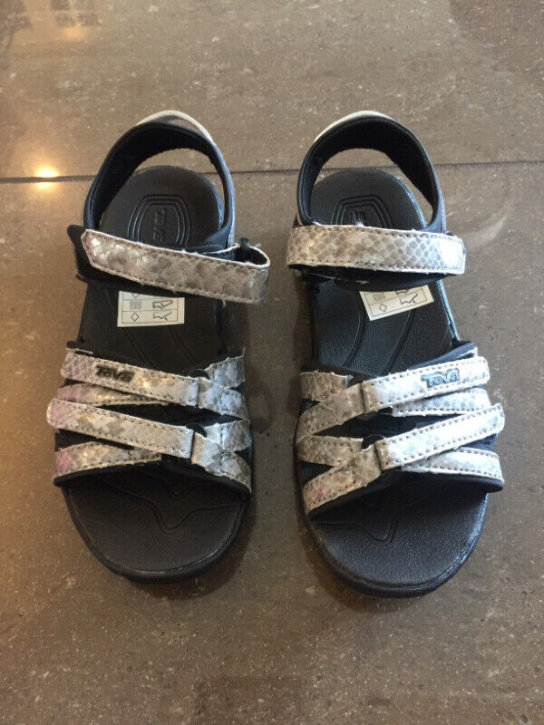 Girls Teva Grey & Black Sandals.   Size 12. in Kids & Youth in Medicine Hat