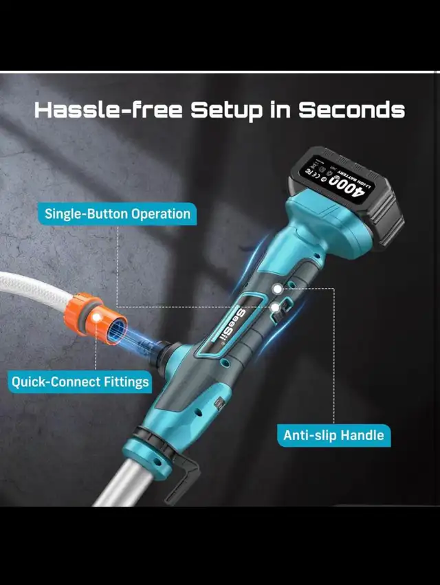 Seesii Cordless Stick Water Transfer Pump, 4000mAh Battery&Charg in Power Tools in Hamilton - Image 8