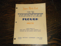 Ford F-R Mounted Plough Parts List Manual 1952