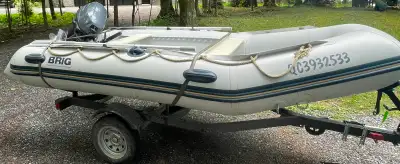 Bâteau BRIG (2014) de type "Zodiak", Moteur Yamaha 20 HP 2017, remorque avec barrure, compresseur, a...
