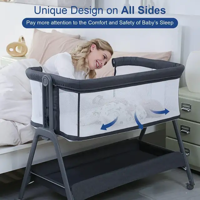 ANGELBLISS Baby Bassinet Bedside Crib w Storage Basket/ Wheels in Cribs in Markham / York Region - Image 3