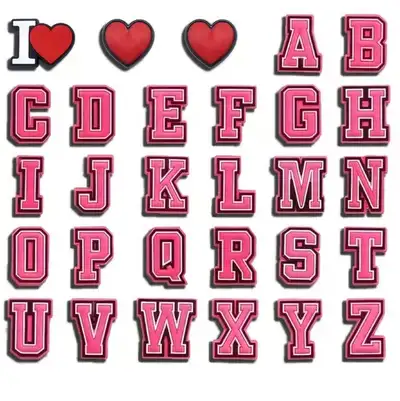 Crocs Shoe Charms (Jibbitz) - Pink Hearts & Alphabets, View more