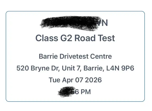 ROAD TEST BOOKING EARLY G2,G BOOKING, DRIVING CLASSES426574819602606082