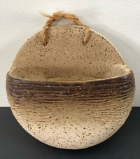 Handmade Stoneware Pottery Wall Pocket Vase
