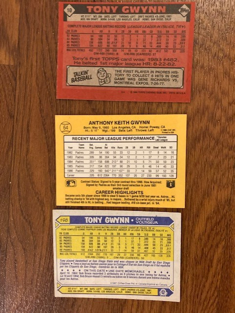 Three Tony Gwynn baseball cards in Hobbies & Crafts in City of Toronto - Image 2