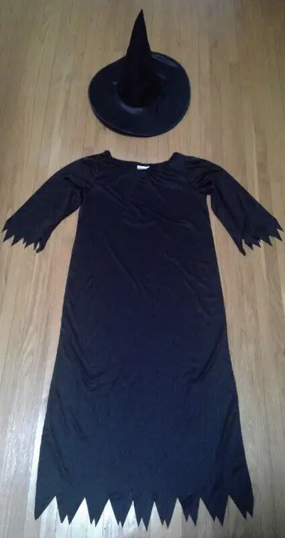 Halloween Witch Costume -- Classic Black Includes a traditional black gown and a conical black hat....
