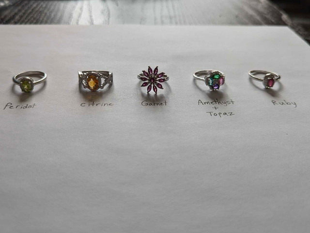 5 Sterling Silver Rings! Peridot, Ruby, and More! in Jewellery & Watches in City of Halifax