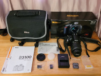 Nikon D3100 DSLR Camera Nikkor 18-55mm f3.5-5.6 Lens Bag