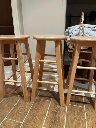 3 wooden stools, View more