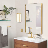 BRAND NEW - ANDY STAR 24''x36'' Gold Brushed Metal Frame Mirror