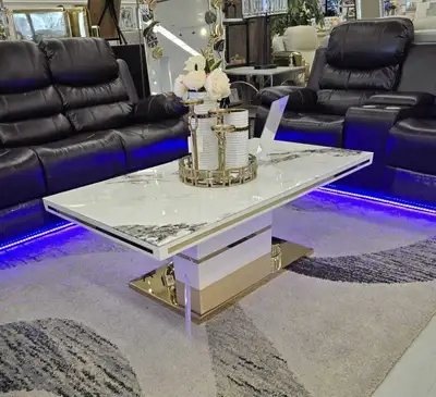 Modern Marble Coffee Table with Gold Finishing Base, View more