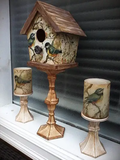 RUSTIC BIRD HOUSE AND LED CANDLES, View more