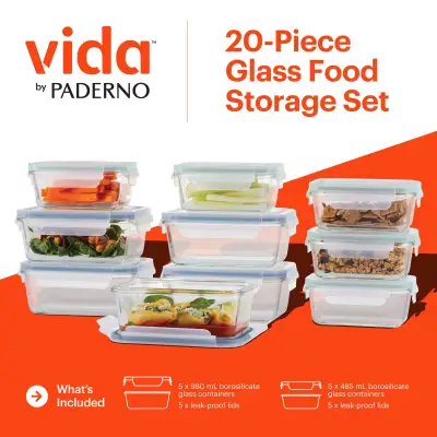 Vida by PADERNO 20-Piece Glass Food Storage Set, View more