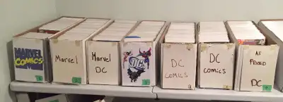 30 boxes of comics (comic cards too) to choose from., View more