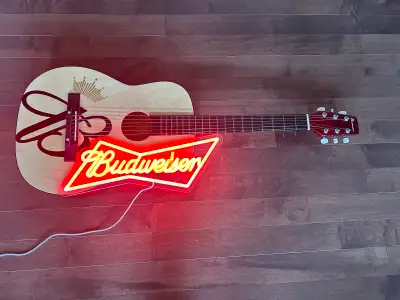 Budweiser led acoustic guitar.  rare !  , View more