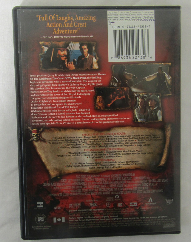 Pirates of the Caribbean DVD The Curse of the Black Pearl 2-Disc in CDs, DVDs & Blu-ray in Cole Harbour - Image 4